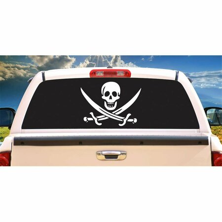 ENTRETENIMIENTO Pirate Rear Window Graphic Jolly Roger Skull View Thru Vinyl Decal EN3272046